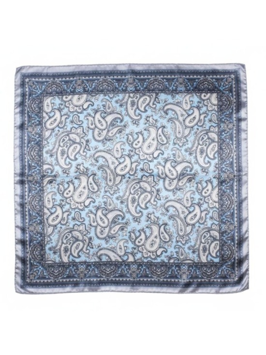 Flower Barn Accessories - Light Blue Paisley Wild Rag Satin Scarf Western Scarf Cowgirl Neck Scarf Small S